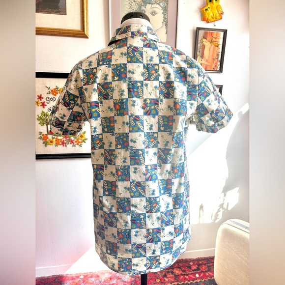 1970s Vintage Patchwork Floral Print Cotton Blouse Unisex - Picture 7 of 7